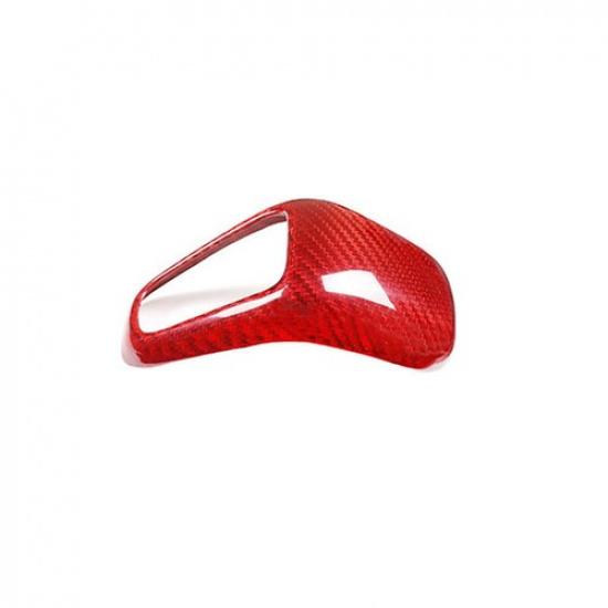 Bright Red Carbon Fiber Car Console Gear Shift Knob Sticker For Cayenne 18-23