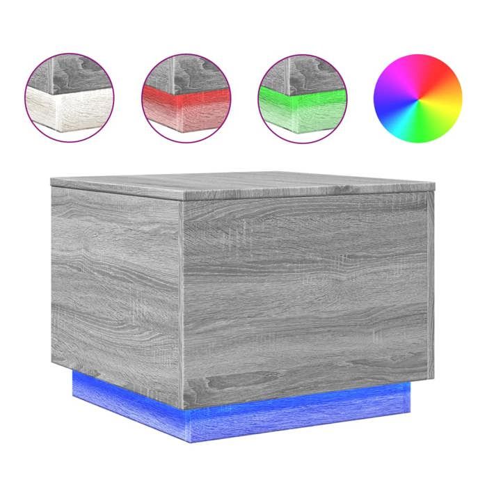 VidaXL Table Basse avec Lumières LED, Bout de Canapé, Table d'Appoint, Meuble de Salon Salle de Séjour Intérieur, Moderne, 839873