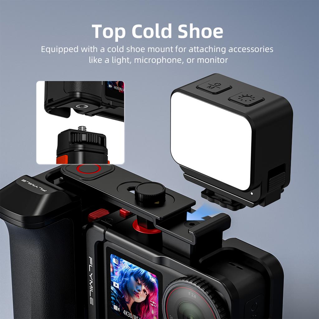 Camera Grip Holder for DJI Action 5 Pro/Action 4 Camera Grip Holder Metal Cage Quick-release Cold Shoe Camera Grip Handle Holder