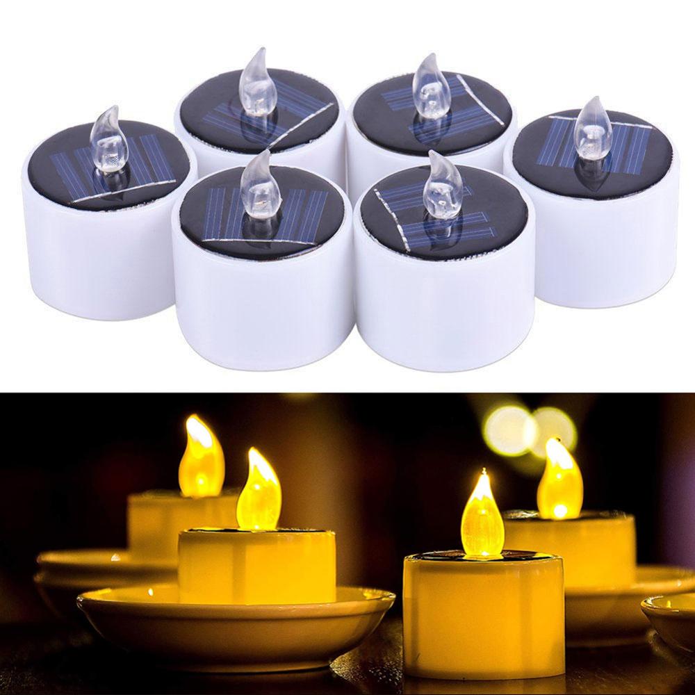 Buy 6pcs Solar Candle Light , Solar Rechargeable Tea Wax lamp, White
