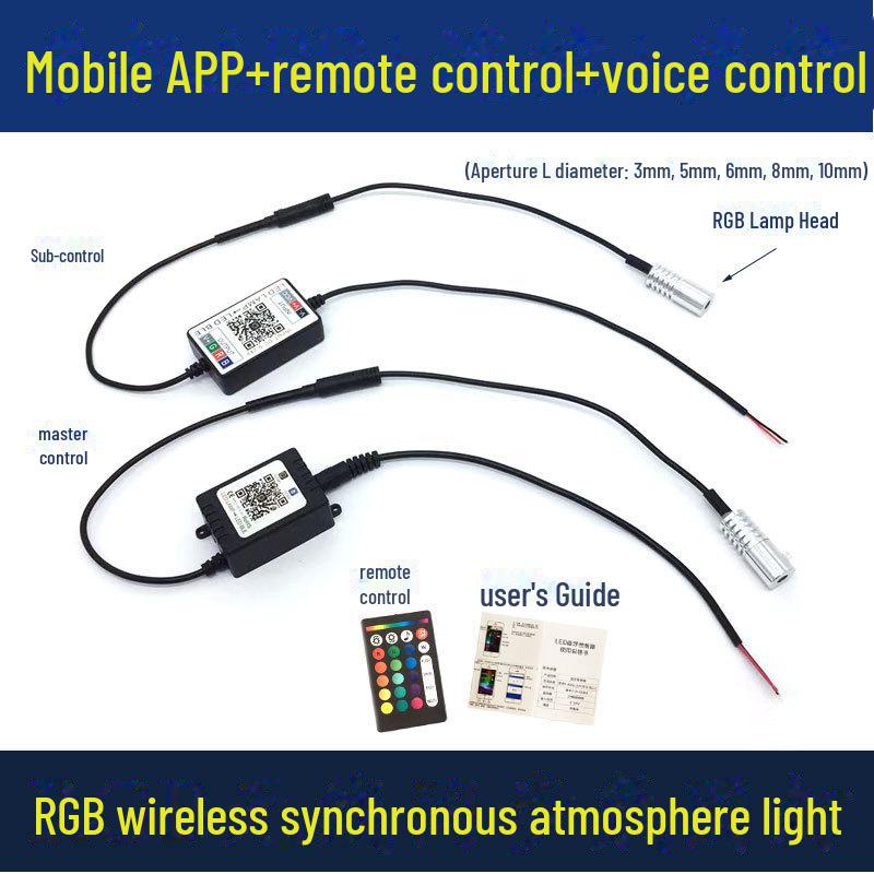 Wireless Remote Control RGB Interior Atmosphere Light - Fiber Optic Skirt Light Guide for Car