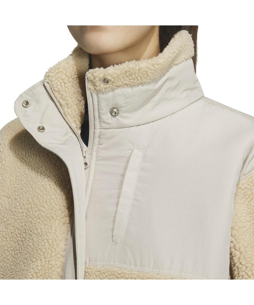 Adidas KTX54 Fleece Warding Jacket in Magic Beige Women's Loose-Fit Full-Zip (JG8222)