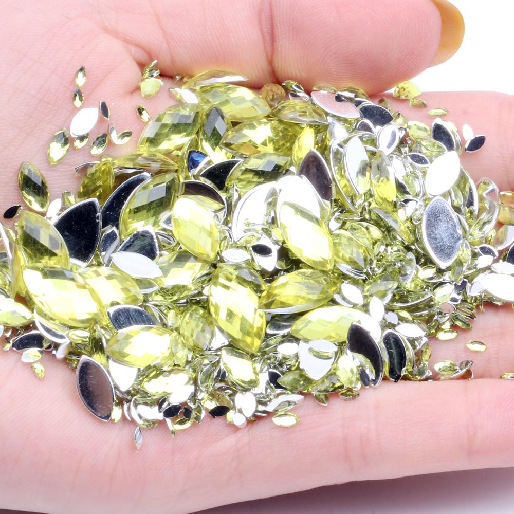 New Style Acrylic Flat Back Rhinestones for Shoes 2x4mm 10000pcs Marquise Dress Jewelry Nails Art Charms