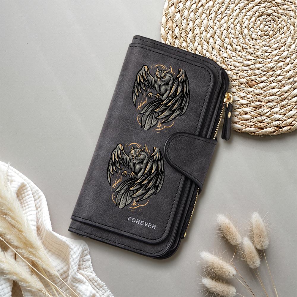Gothic Owl Pattern Long Wallet Vintage PU Leather Card Holder Fashion Casual Forever Purse