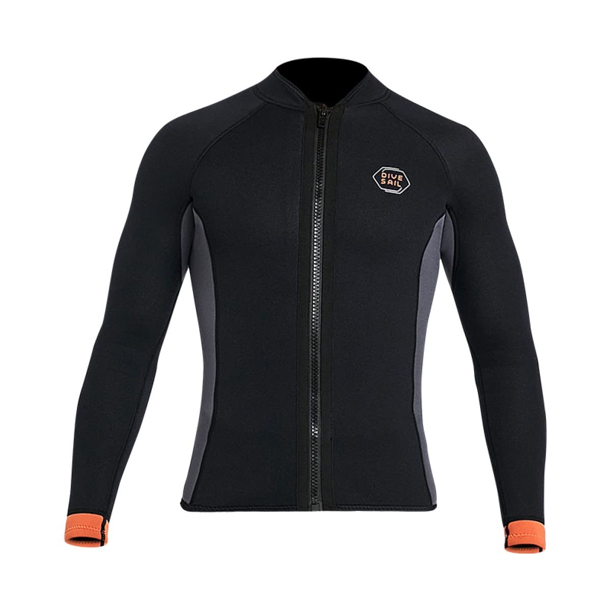 

3 мм Неопреновая куртка с передней молнией, с длинным рукавом, для морской рыбалки и спорта, мужской гидрокостюм/костюм для мокрого серфинга, дайвинга, спорта, снорклинга, (D340136M-BK-XL)