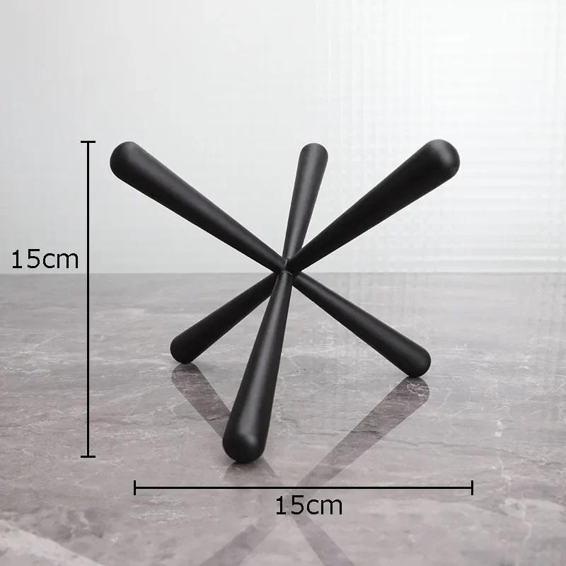 Minimalism Black Metal Hexagonal Geometric Crafts Desk Decoration Ornaments Black Hexagonal Sculpture Artwork Modern Home Decor