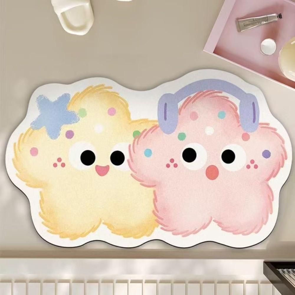 Cute 40*60cm Bathroom Mat Cartoon Design Big Eyes Diatom Mud Mat Quick Dry Bathroom Carpet Bathroom Use