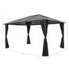 Garden Pavilion with Curtains Aluminum 4*3*2.6 m Black