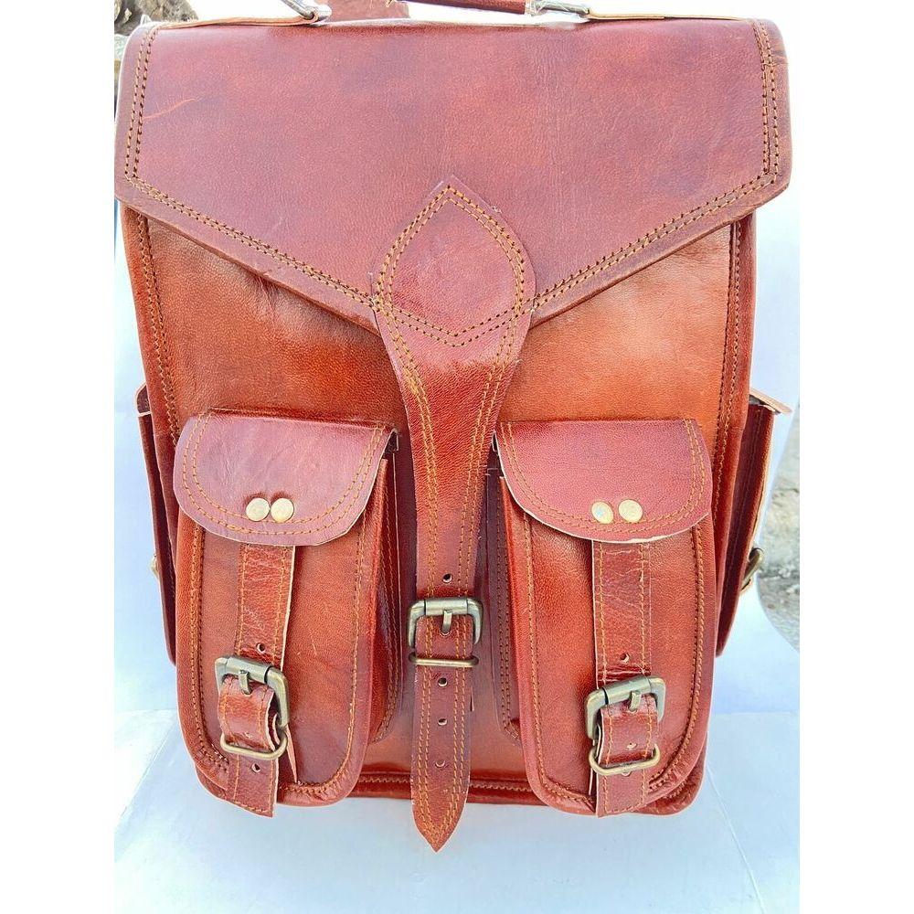 Men's Real Genuine Leather Backpack Satchel Briefcase Laptop Bag Brown Coach Vin