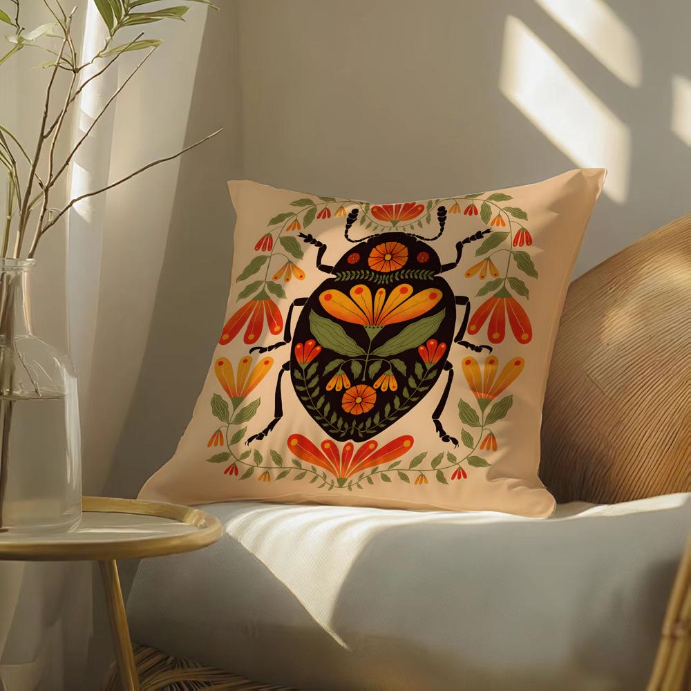 Simple Farm Crop Flower Print Pillow Case Double-Sided Plush Sofa Cushion Covers Organic Breathable Invisible Zipper
