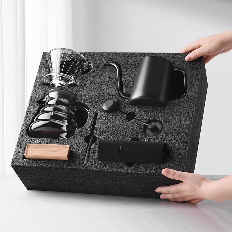 CLITON Hand-Crank Coffee Grinder, Portable Manual Coffee Maker with Coffee Pot And Filter Cup, Filter Paper Set