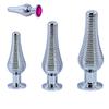 Thread Surface Silvery Stainless Steel Anal Plug Crystal Base Butt Plug Sex Toys For Women Men Adult Toys Anal Toys Sex Shop