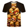 Summer Round Neck 3D Burger Print Top Fashionable Casual Fun Short Sleeved Men's and  Women's Unisex T-shirts