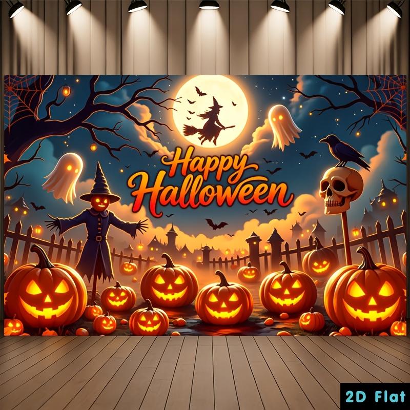 2D planar banner 1 piece of banner  Terrifying Farmer  Witch Ghost Pumpkin Halloween scene Background cloth