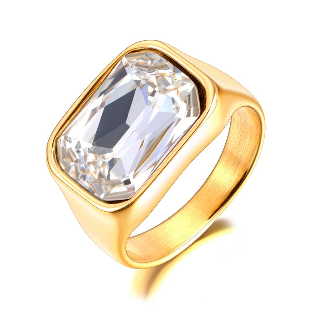 

Lokaer Luxury Shiny Cubic Zirconia Stainless Steel Wedding Statement Ring 18K PVD Gold Plated Fashion Waterproof Jewelry R24007 6