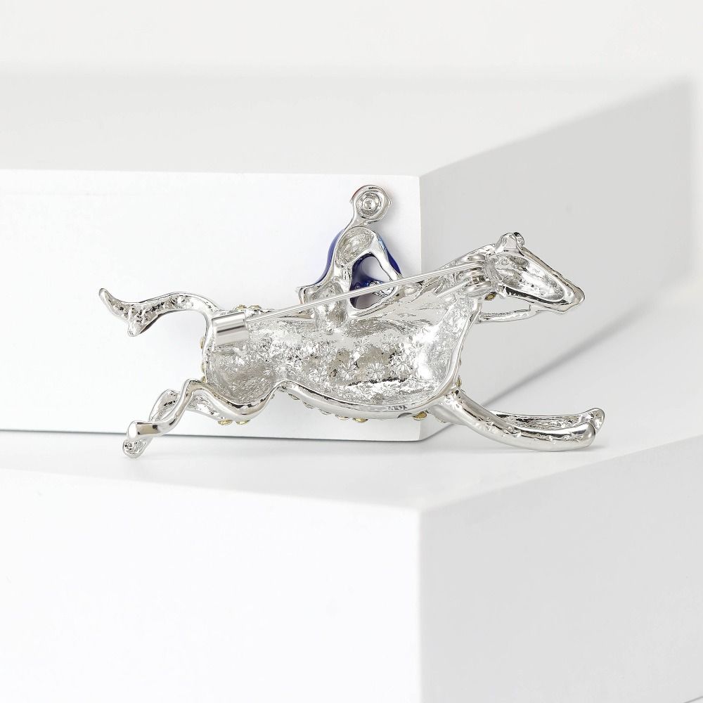 Rhinestone Decoration Horse Rider Brooch Baroque-Style Lapel Decoration  Men Women