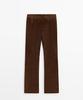 Masimodutti Cropped Suede Leather Pants With Drawstring Detail