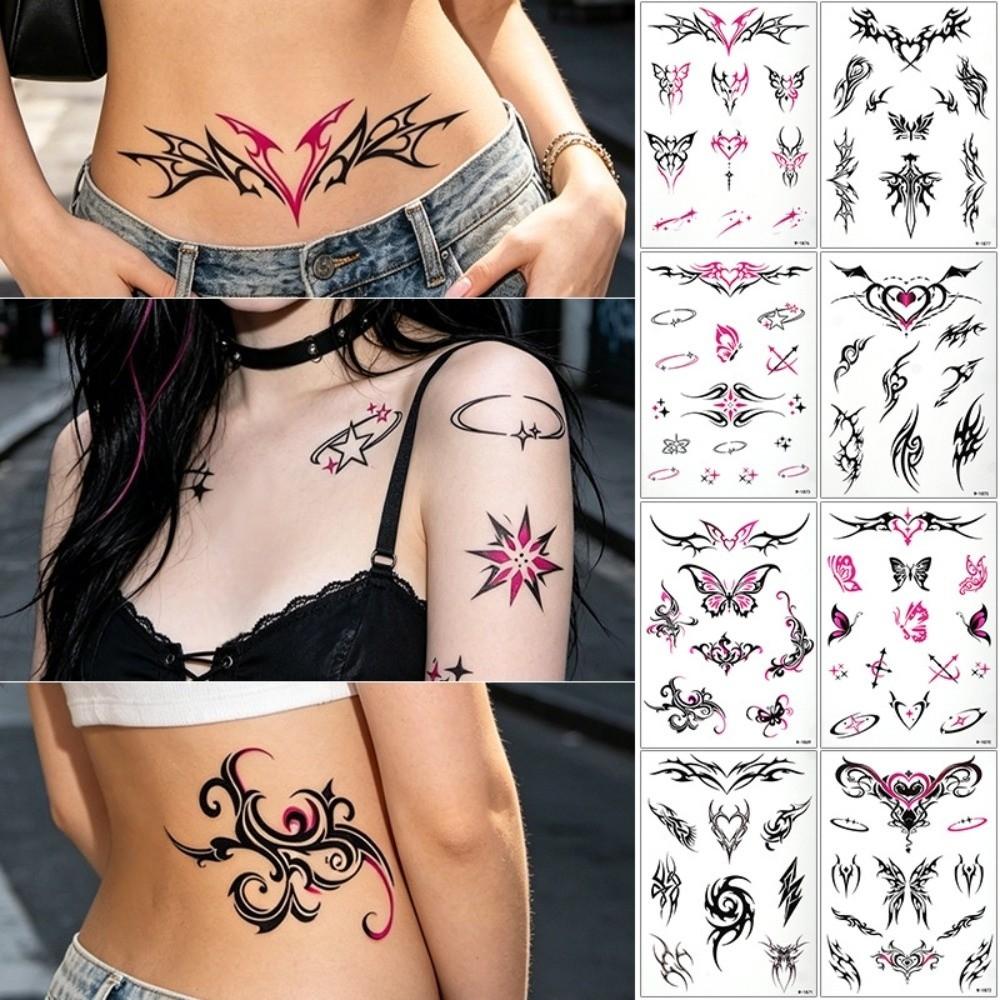 Demon Love Heart Body Art Sticker Y2k Spicy Girl Temporary Tattoo Chest Waist Clavicle
