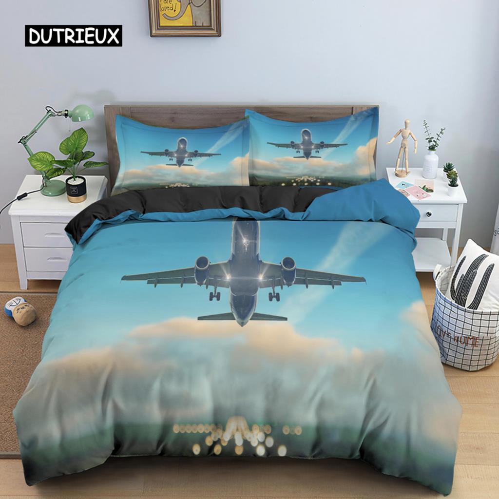 3D Airplane Printed Bedding Set Kids Adult 2/3pcs Duvet Cover with Pillowcase Comforter Bedding Quilt Cover Luxury Bedding Set