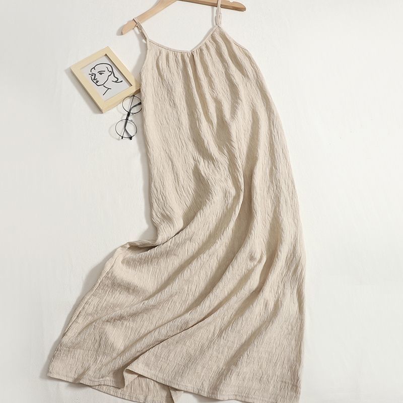 

Платье-бретелька большого размера Платье без рукавов Летнее однотонное платье-бретелька с внутренней стороны Свободное платье выше колена 3XL коричневый