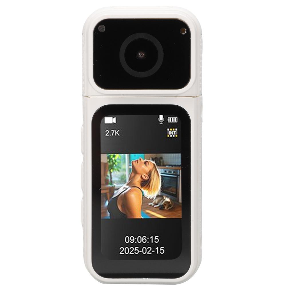 2.7K Thumb Action Camera Wearable Portable Camcorder with Magnetic Lanyard 180 Degree Rotation POV Recording for Work Travel Pet Walk