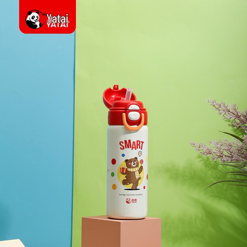 

Adorable Stainless Steel Insulated Water Cup - Portable Cartoon Straw Cup for Students, Kids, and Adults 550ml червоний