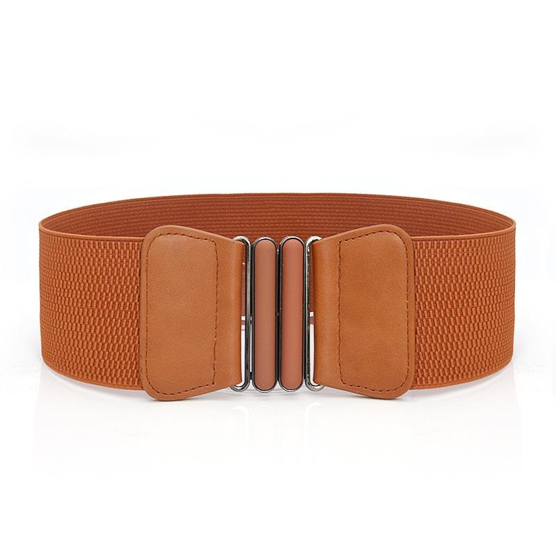 Women Skinny Elastic Belt Ladies Fashion Buckle Stretchy Wide Waist Belt for Dresses Flower Waistband Gift Cloth Accessory