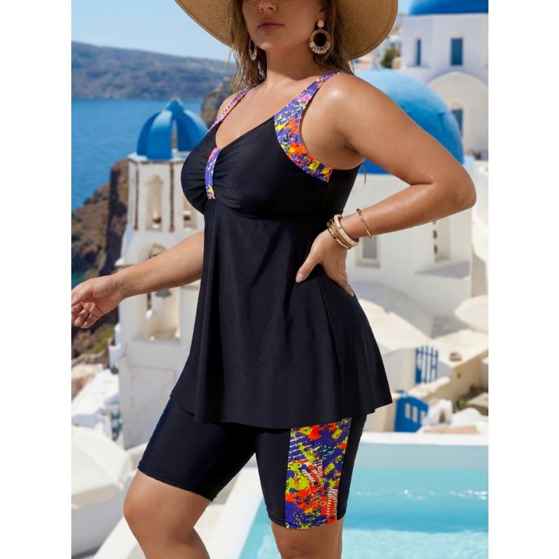 Dames Grote Maten Bedrukte Tankini Gesplitst Zwempak 6xl