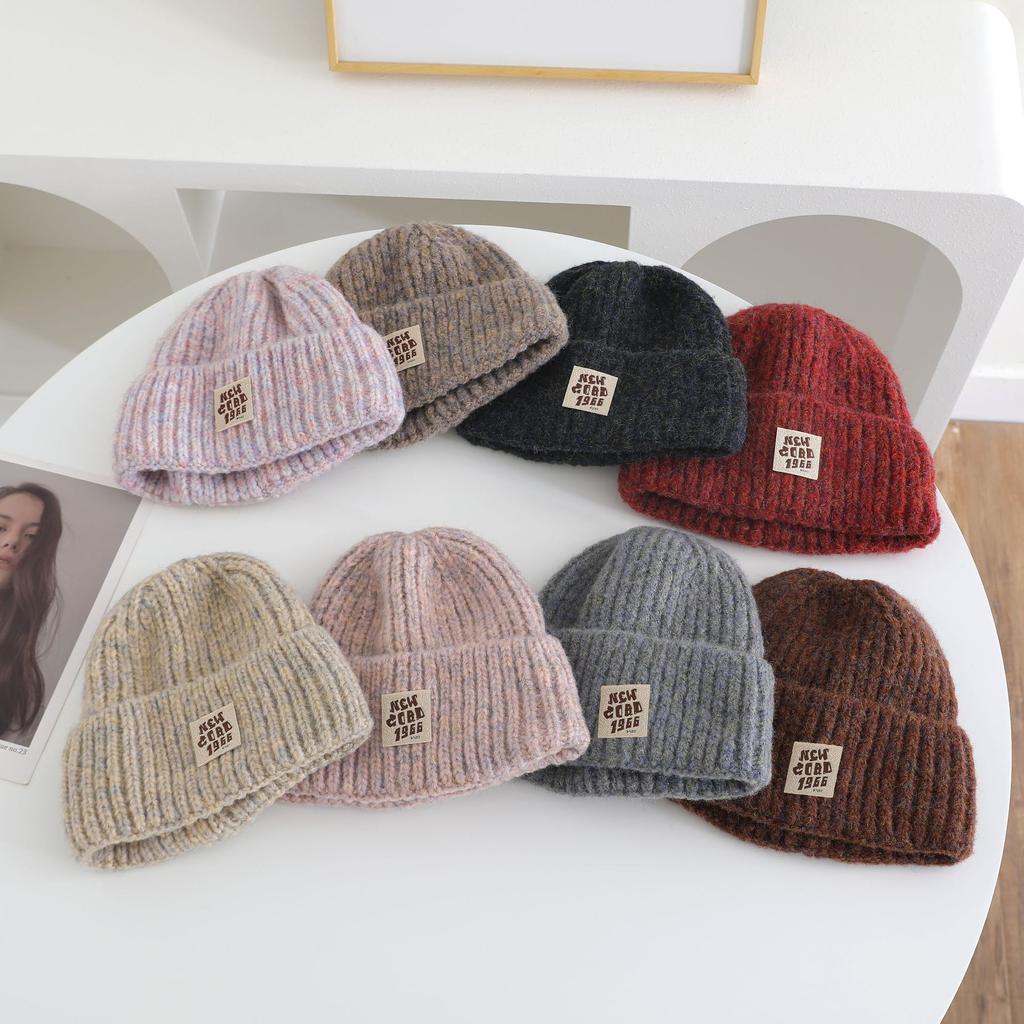 Letter labeled Knitted Hat for Women's Autumn and Winter New Collection Warm Thickened Cold Hat That Looks Good on The Face Small Ear Protection