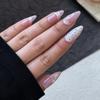 Handmade French Lace Pearl Manicure: Exquisite Almond-Shaped Wedding Nails (24 Pieces)