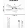 Socket Fan Light with Remote: 18'' Small Ceiling Fans with Lights, 2000 Lumens Dimmable Led Bulb, 3 Colors 3000K-6500K, Easy Install Screw in E26