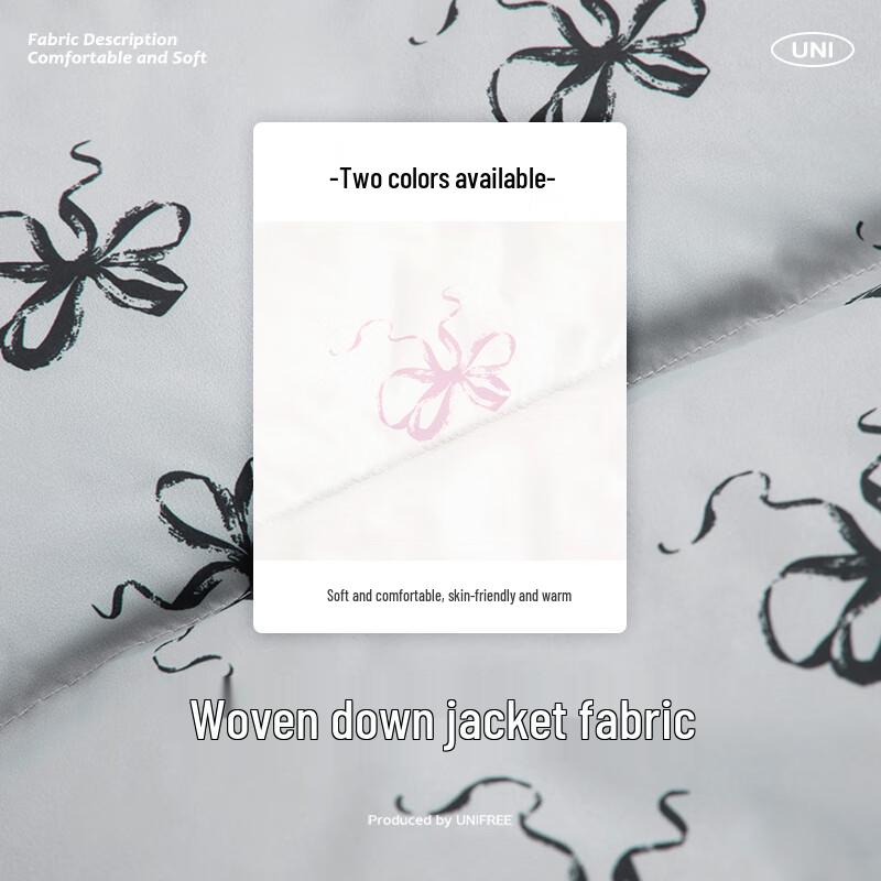 UNIFREE Bow Print Loose Fit Down Jacket