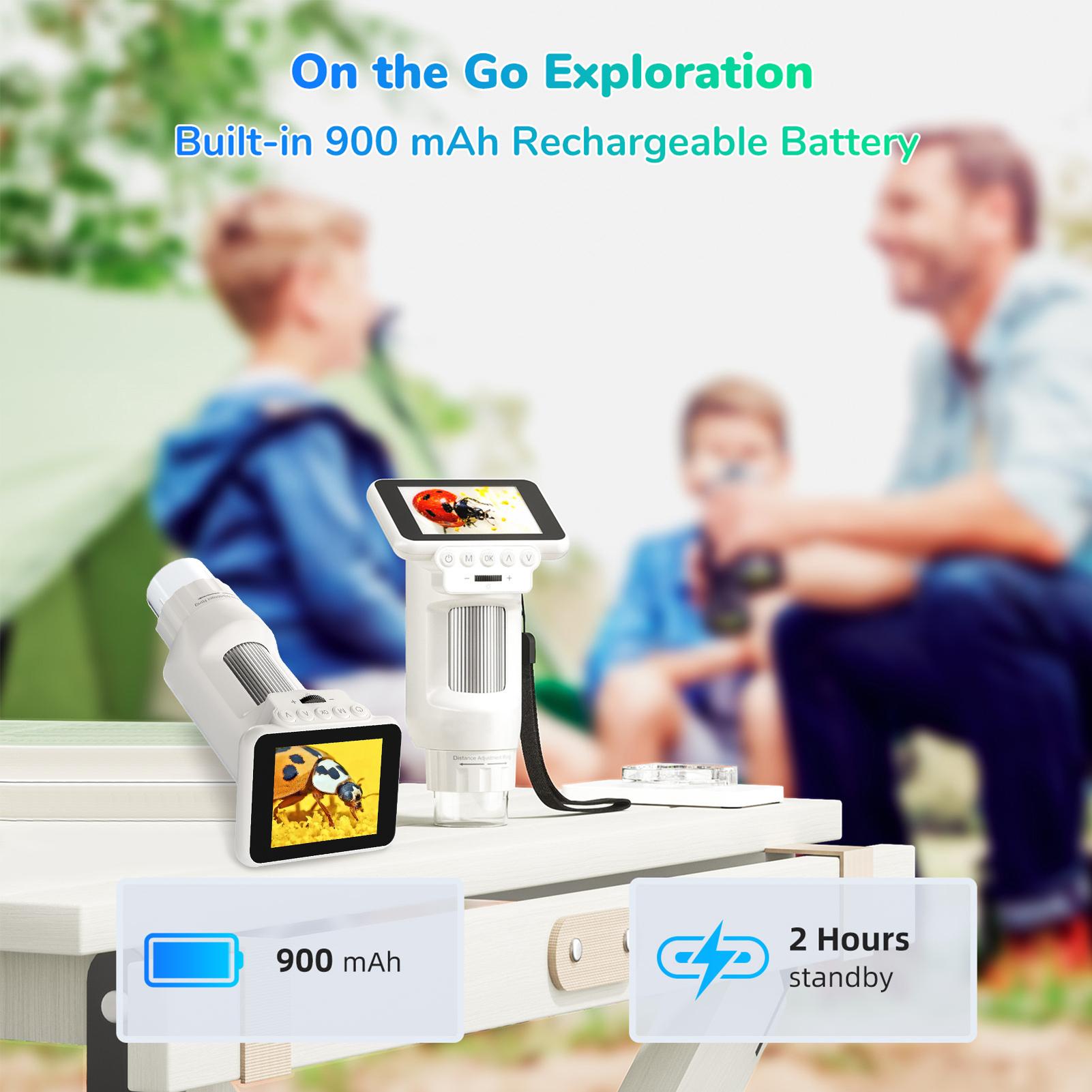 

Digital Microscope, 700X 1080P HD Portable Handheld Microscope with 2.8 LCD Screen, 8 LED Lights, Rechargeable Science