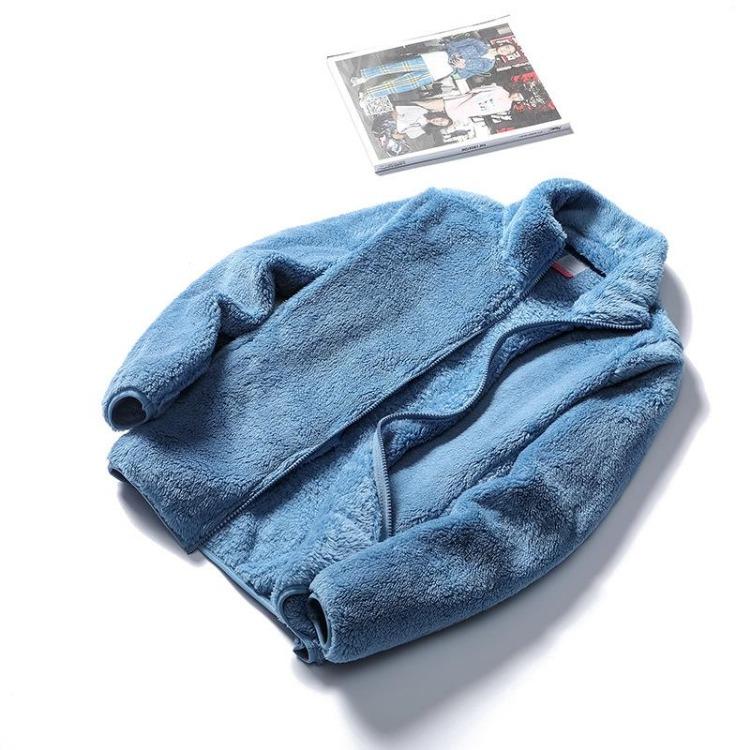 Warmer Wintermantel Damen Schwarz Fleece Stehkragen Langarm Reißverschluss Damen Herbstmantel