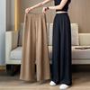 Women Wide Leg Pants Summer High Waist Casual Office Lady Straight Trouser Vintage Comfort Female Pocket All Match Solid Pants