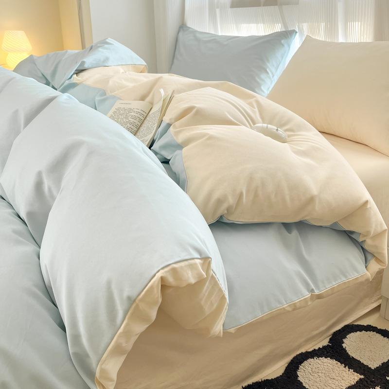 

Class A Maternal And Infant Grade 60 Pure Cotton4-Pcs Set Cotton Bed4-Pcs Set Solid Color Home Textile Spring And Autumn Models 90x195cm + 15cm single bed sign