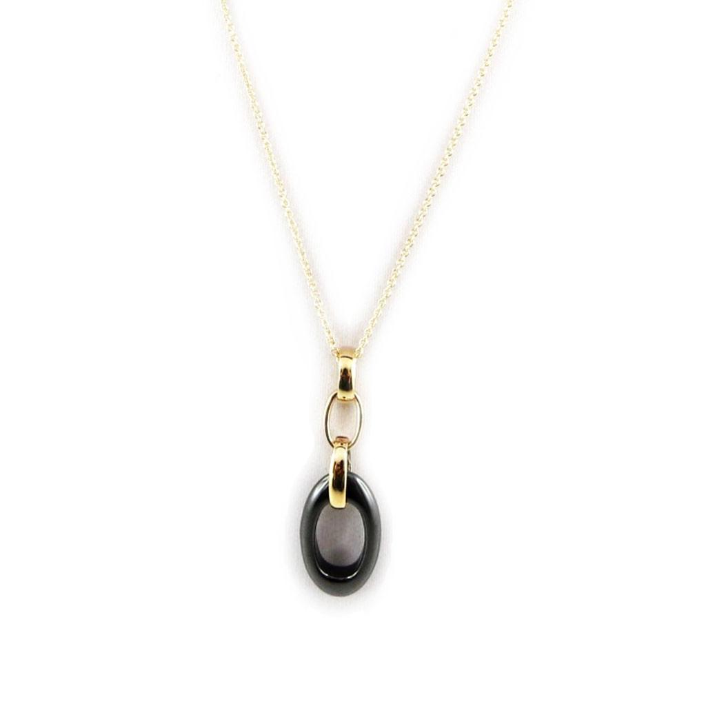 Les Trésors De Lily [L9542] - Gold-Plated Necklace 'Choréographie' Black Gold (ceramic) - 35x12 Mm
