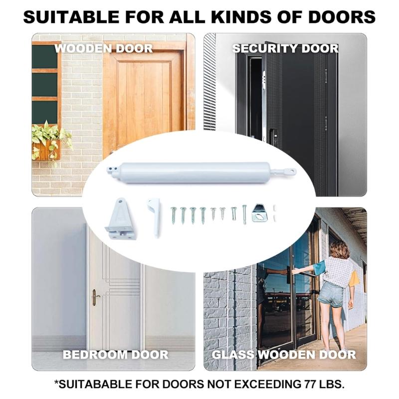 1 Set Adjustable Pneumatic Door Closer with Smooth Closing Speed Control Safety Door Closures for Storms & Screen Door 