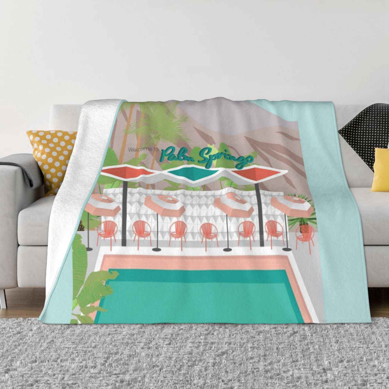 Welcome To Palm Springs Fashion Soft Warm Flannel Blanket Palm Springs Pool Poolside By The Pool Palms Desert Mid Century 30x40in