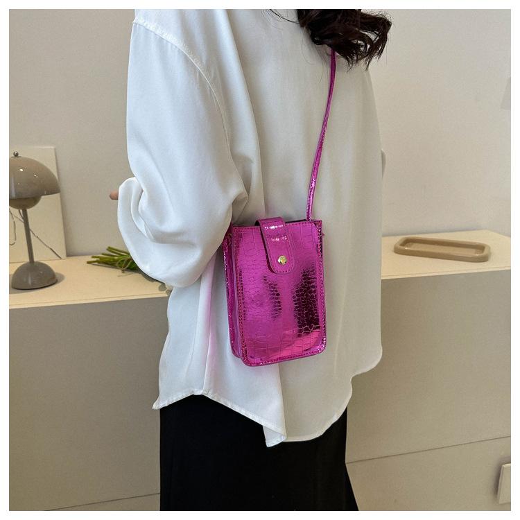 Lackleder Helle Vertikale Handytasche Mode Mädchen Kleine Quadratische Tasche Neue Koreanische Version Von Stein Einzelne Schulter Crossbody Tasche