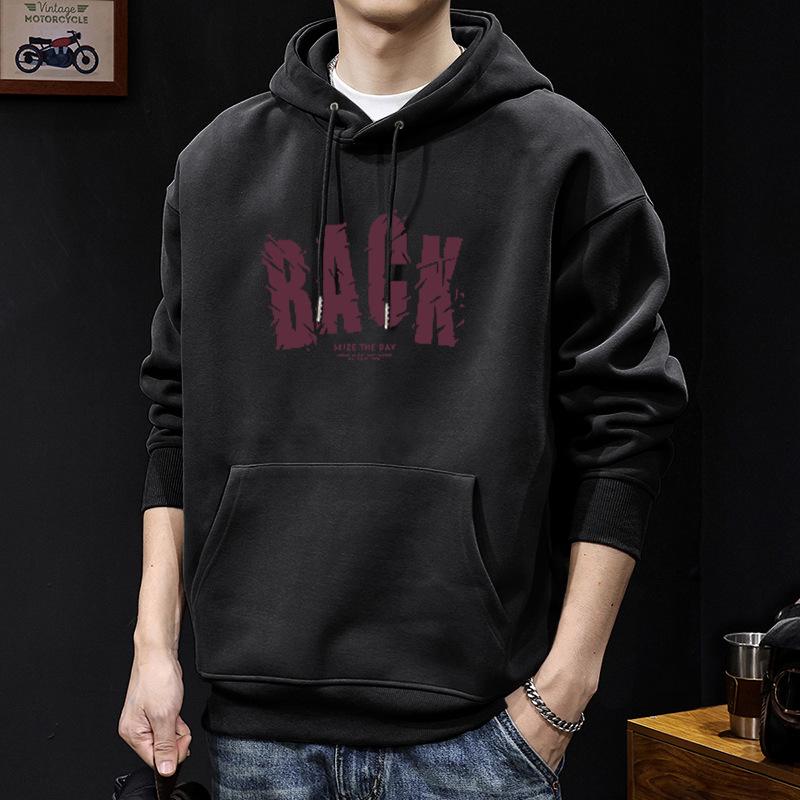 Men's Heavyweight Letter Print Hoodie - Autumn/Winter Thick Casual Jacket for Teens & Adults