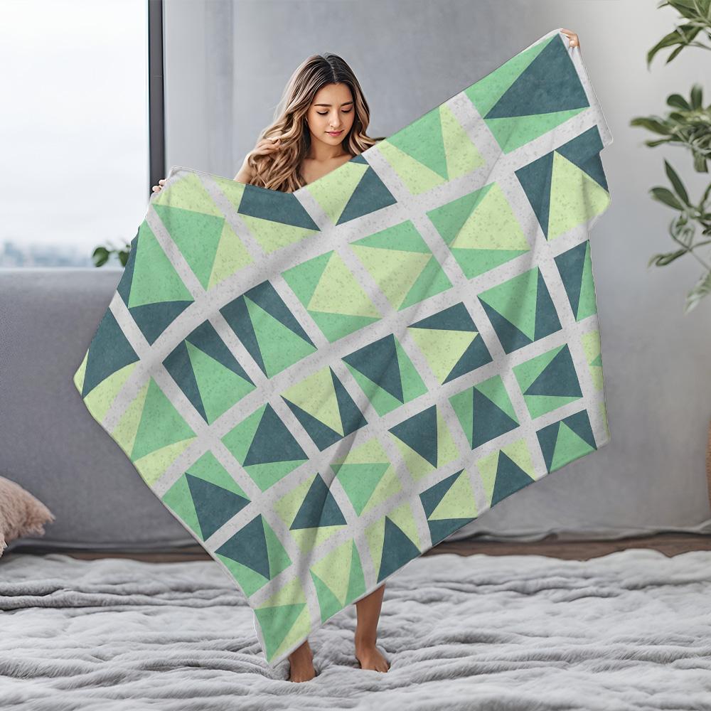 Trendy Geometric Triangle Blanket for Sofa Bed Travel Camping Living Room Office Conditioning Blanket for All Seasons Gifts