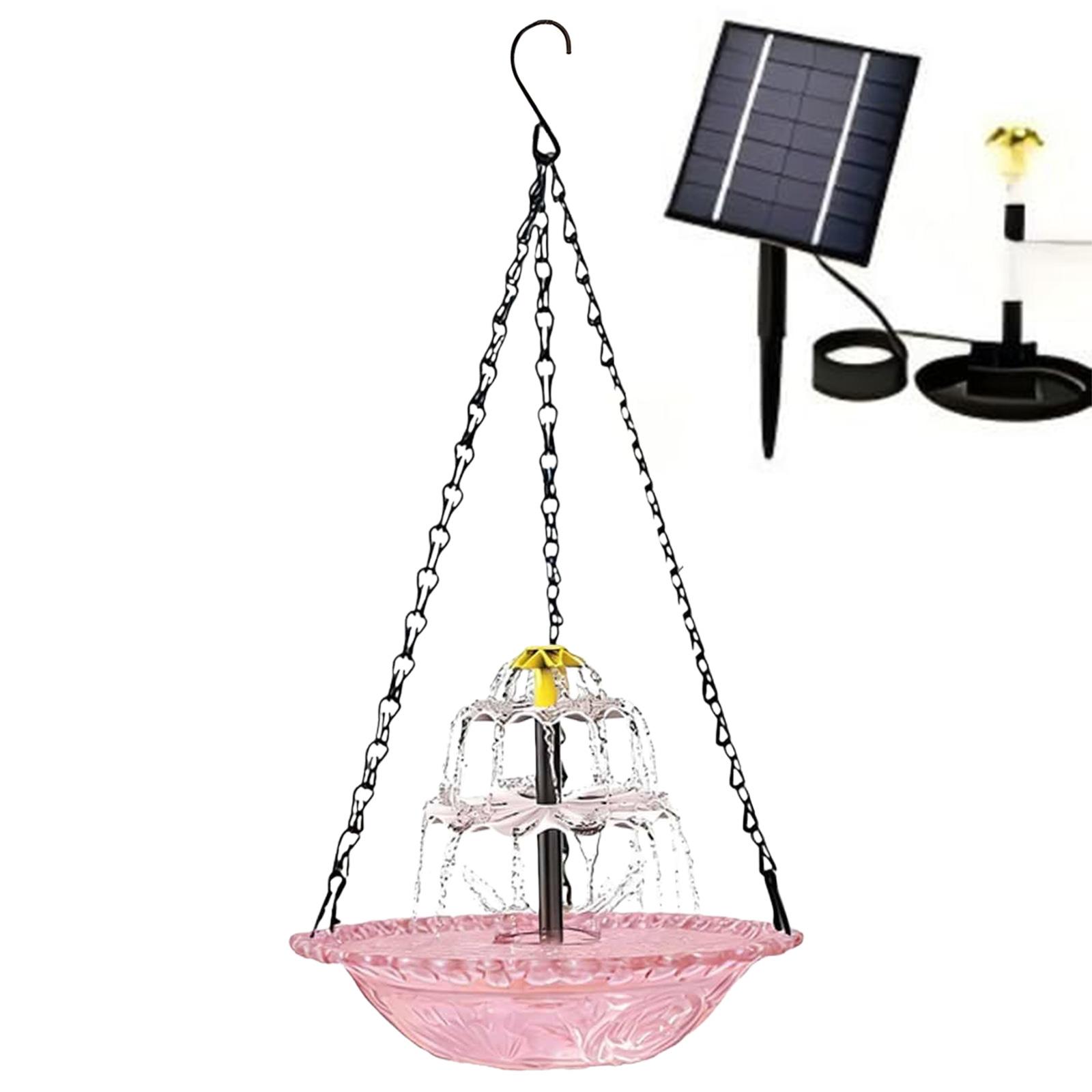 

Hanging Solar Bird Bath Fountain Bird Bath Bowl with Solar Powered Pump for Outdoor Garden Backyard Patio Lawn Wildlife Feeder розовый