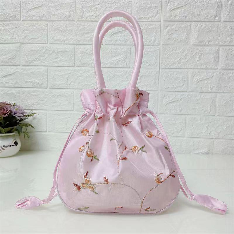 Women's Ethnic Embroidered Small Handbag: Clutch, Mommy, Bucket, Hanfu, and Phone Bag with Drawstring