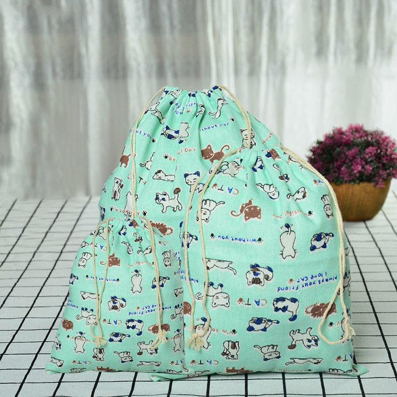 Kočka Medvěd Kreslený Stahovací Šňůrka Bavlněná Lněná Úložná Taška Dárková Cukrovinka Šperky Organizér Make-up Kosmetika Mince Klíče Tašky 49002