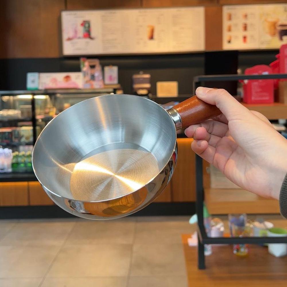 1PCS Stainless Steel Small Cooking Pan Cookware Kitchen Tools Wooden Handle Breakfast Cooker Kitchen Tools