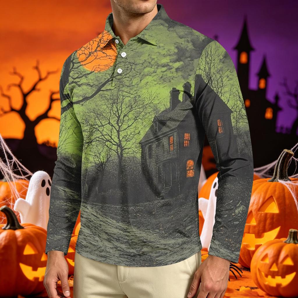 Men's Long Sleeve Printed T-Shirt Casual Neck Top for Everyday Wear
