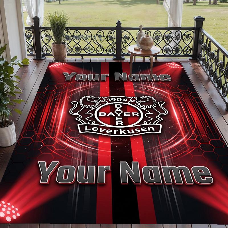Custom Text Printed Rug Bayer Leverkusen Football Non Slip Floor Carpet For Home Room Decor