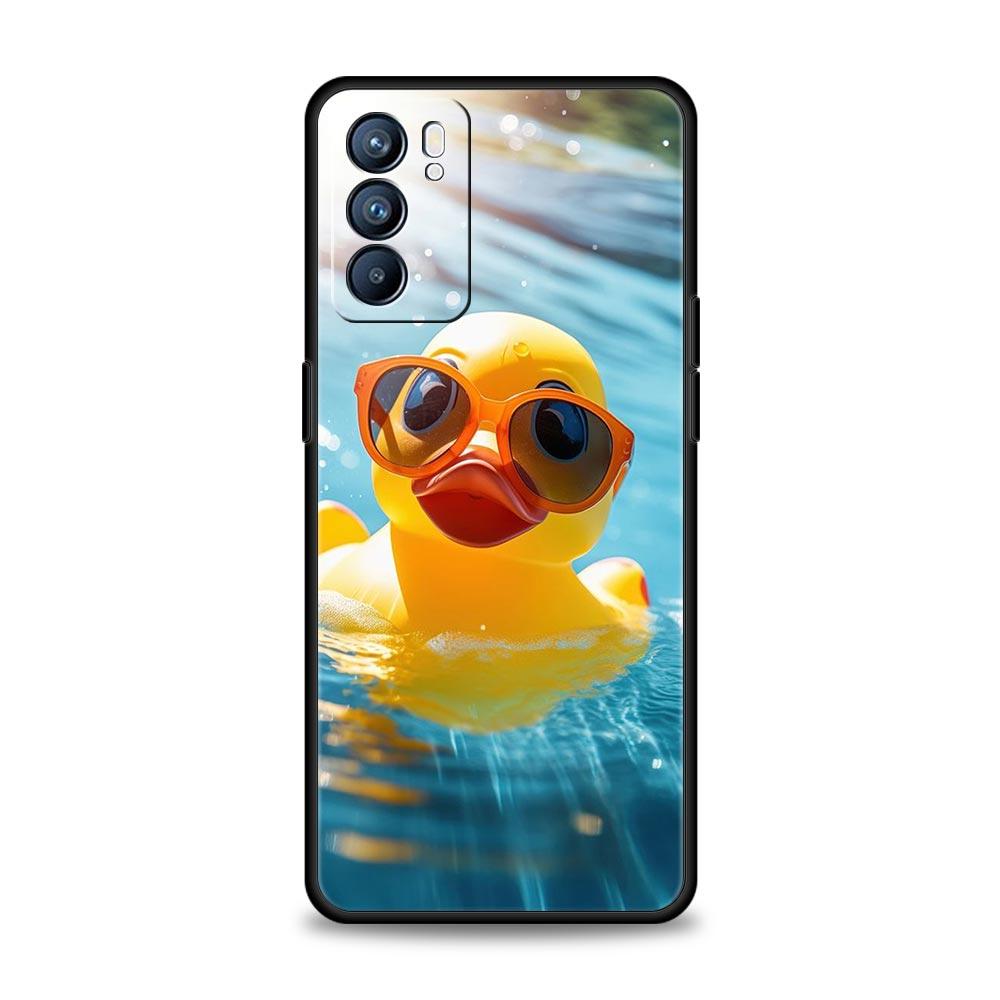 Cartoon Duck Phone Case For Oppo Reno 13 12 11 10 7 F Find X5 X6 A98 A80 A79 A78 A57 A54 A31 A17 Pro 5G Soft TPU Cover Funda Bag