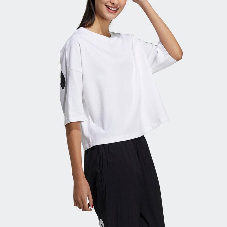Adidas Neo Large Logo Printed Sports Round Neck Short Sleeve T-Shirt Women T-Shirts White GP5431